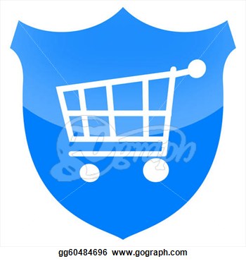 Clip Art   Consumer Protection Or Secure Payment Sign With Shopping    