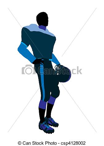 Clip Art Of Male Football Player Illustration Silhouette   Male