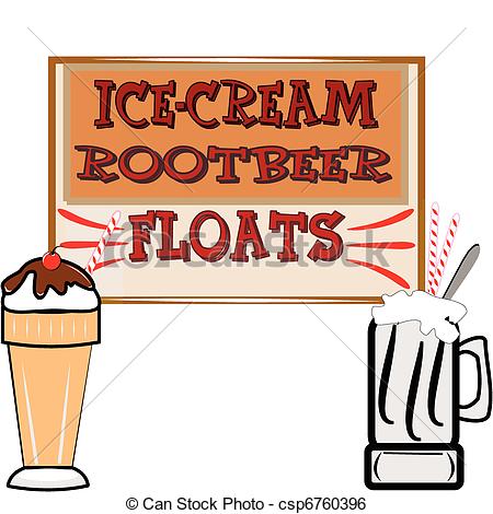 Clip Art Vector Of Rootbeer Floats And Ice Cream   Background In Retro