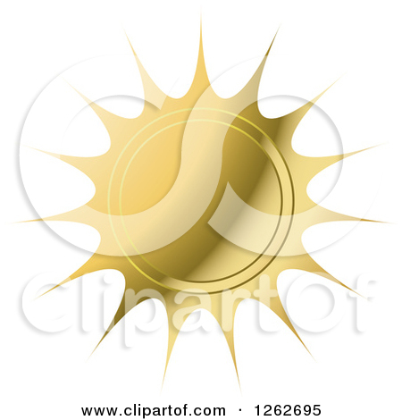 Clipart Of A Sunburst Gold Seal Tag Label   Royalty Free Vector