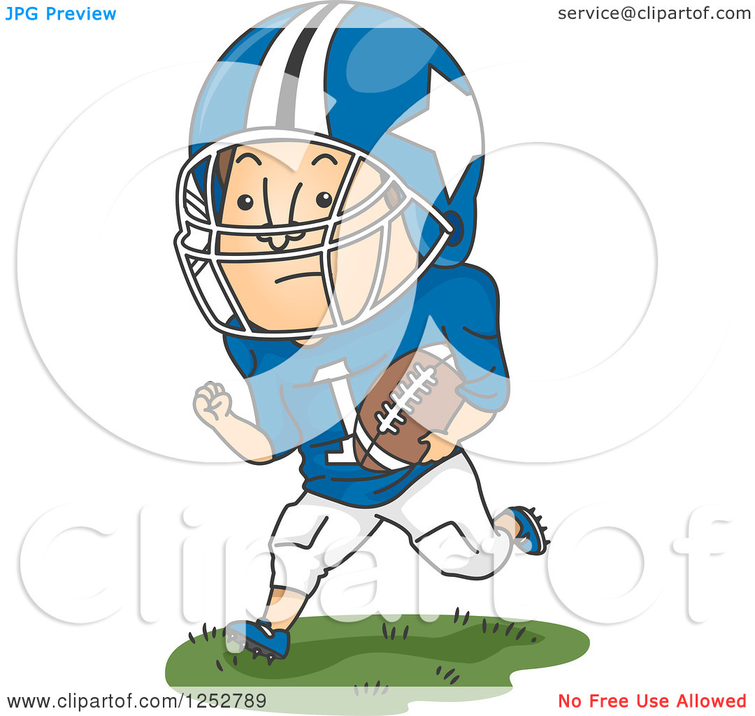 Clipart Of A White Male Football Player Running With The Ball