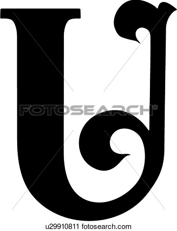 Clipart Of  Alphabet Capital Letter Lettered Swash U Uppercase    