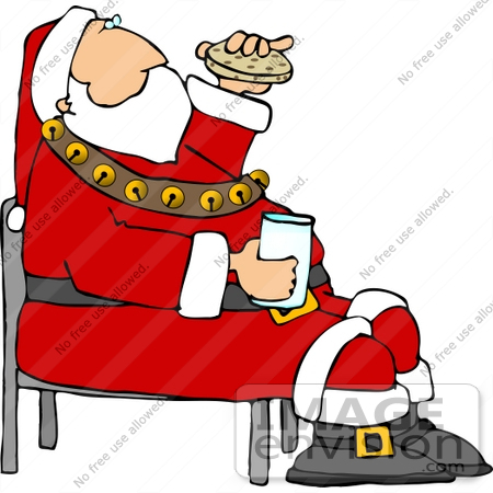 Clipart Of Santa In His Red Suit With White Trimmings Hat And A Sash