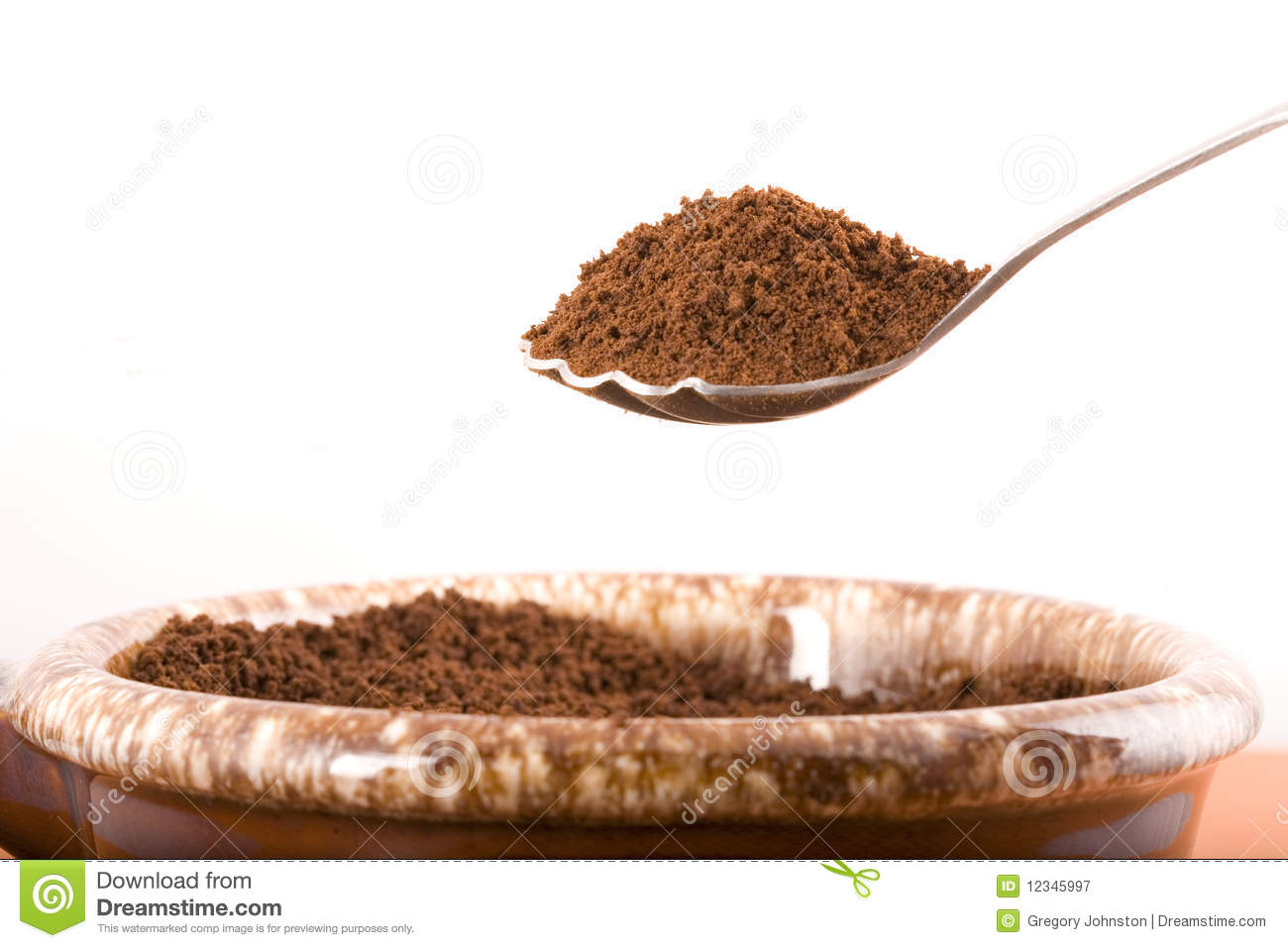Coffee Grounds On A Spoon  Royalty Free Stock Photography   Image