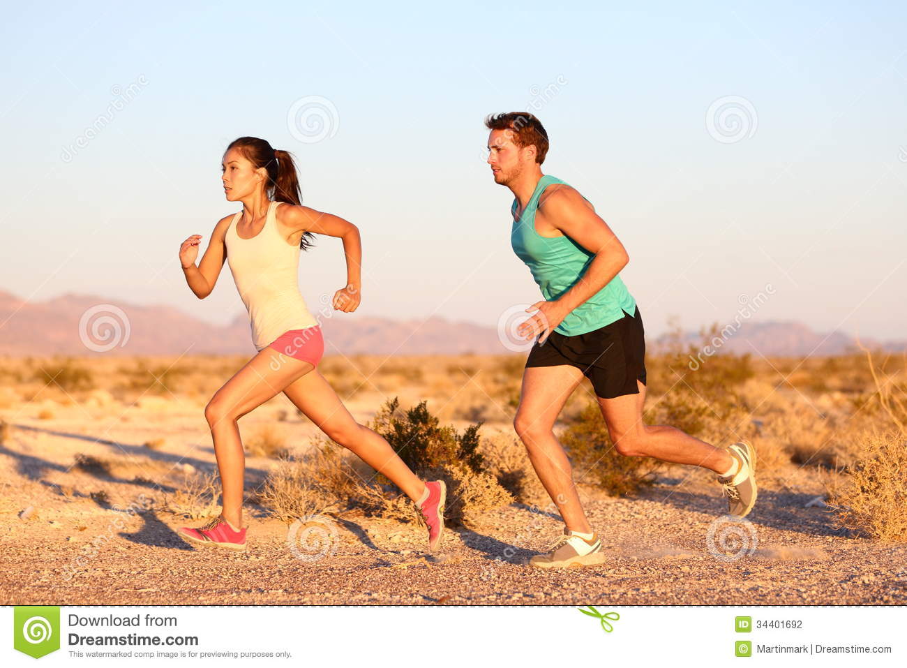 Cross Country Trail Running People At Sunset Stock Photography   Image