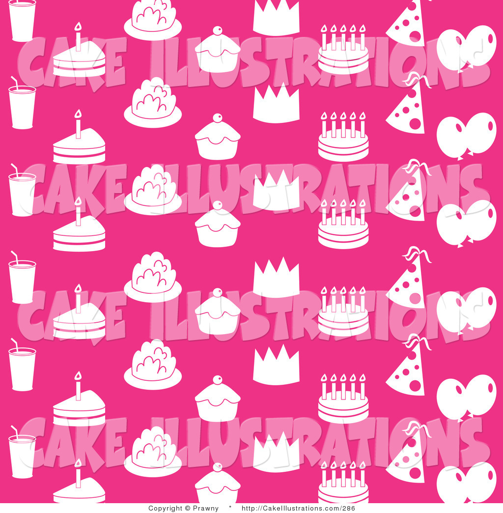 Dark Pink Background With White Drinks Cakes Cupcakes Crowns Party