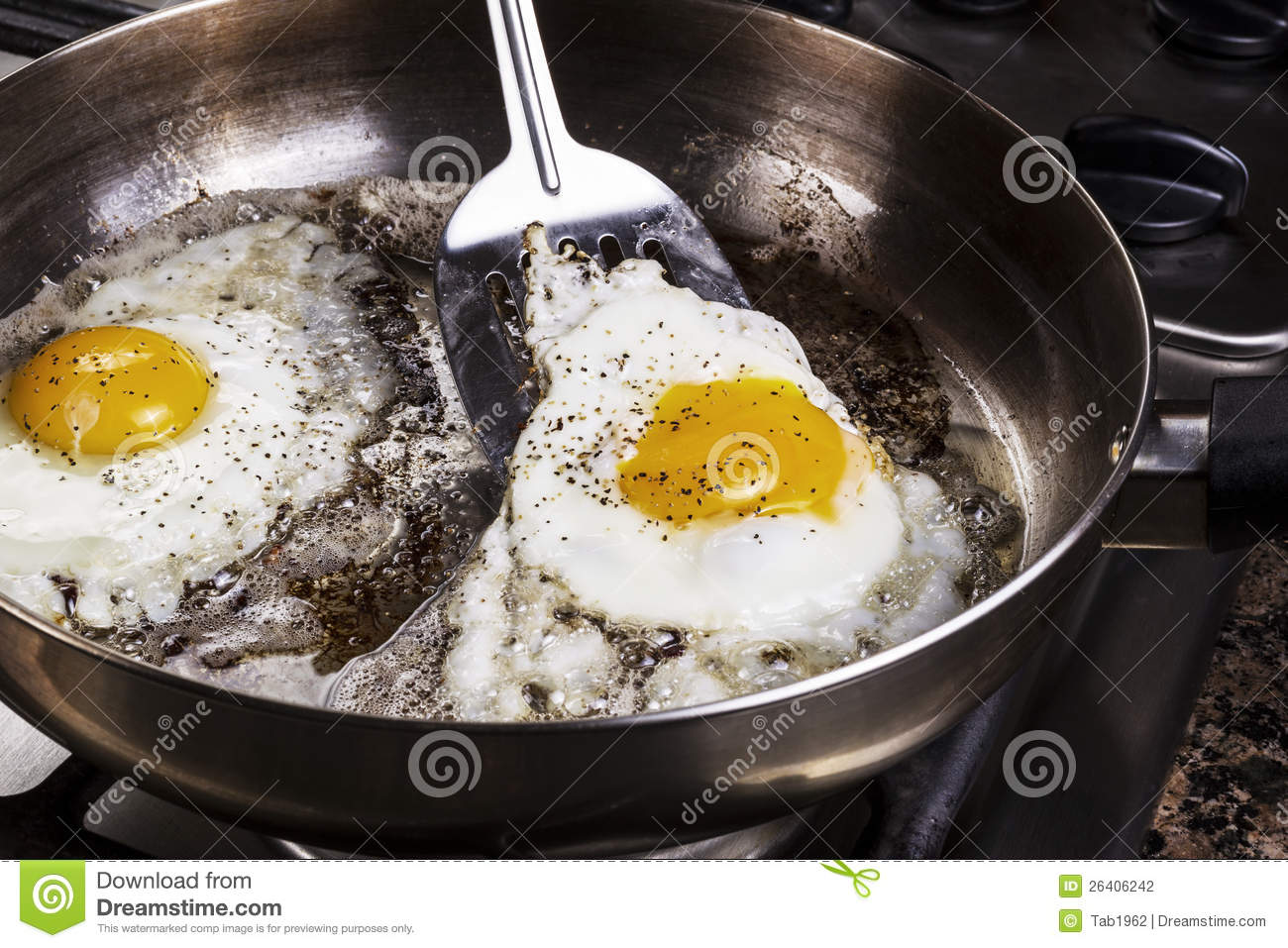 Eggs Cooked With Bacon Grease In Pan Stock Photography   Image    