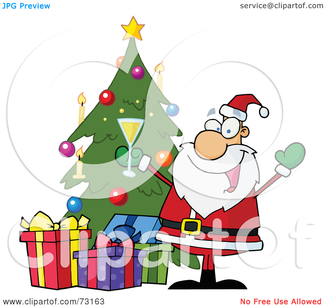 Free  Rf  Clipart Illustration Of A Jolly Christmas Santa Drinking