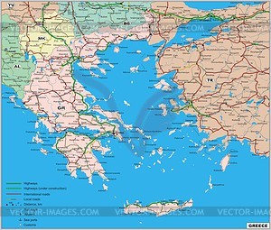 Greece Road Map   Vector Clipart