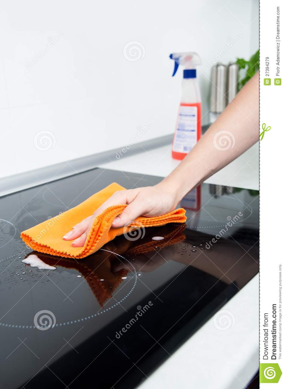 Hand Cleaning Induction Stove Royalty Free Stock Images   Image    