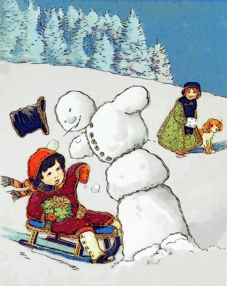      Holiday Christmas Funny Christmas Sled Stop At Snowman 1922 Jpg Html