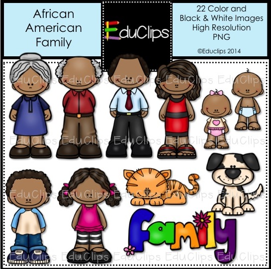 Home   Products   African American Family Clip Art Bundle  Color And B    
