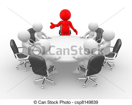 Illustration Of Conference Table   Leadership And Team At Conference