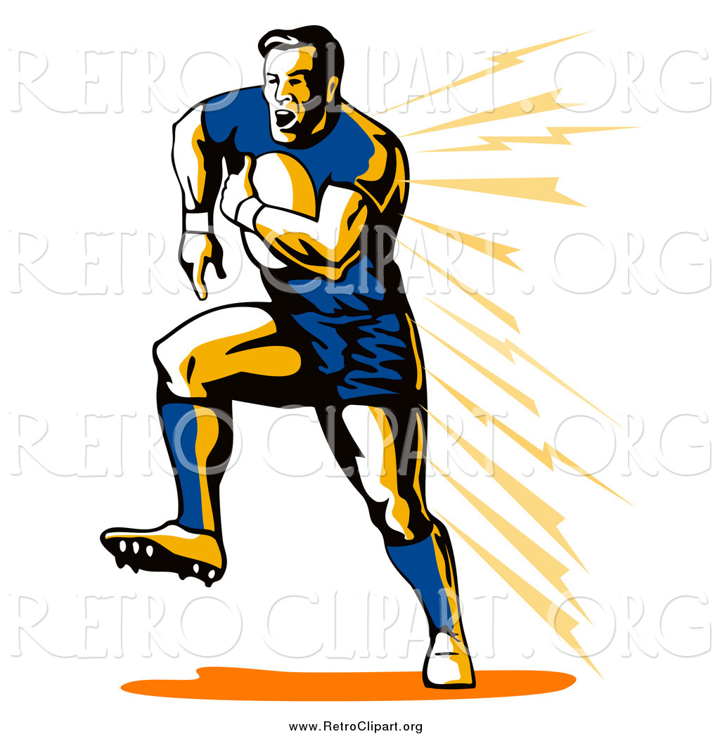 Larger Preview  Clipart Of A Retro White Male Rugby Football Player