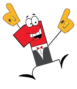 One Clipart Image   A Cheering Number 1 Wearing Large Foam Fingers