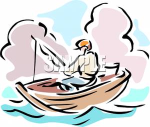 Person Fishing In A Canoe   Royalty Free Clipart Picture