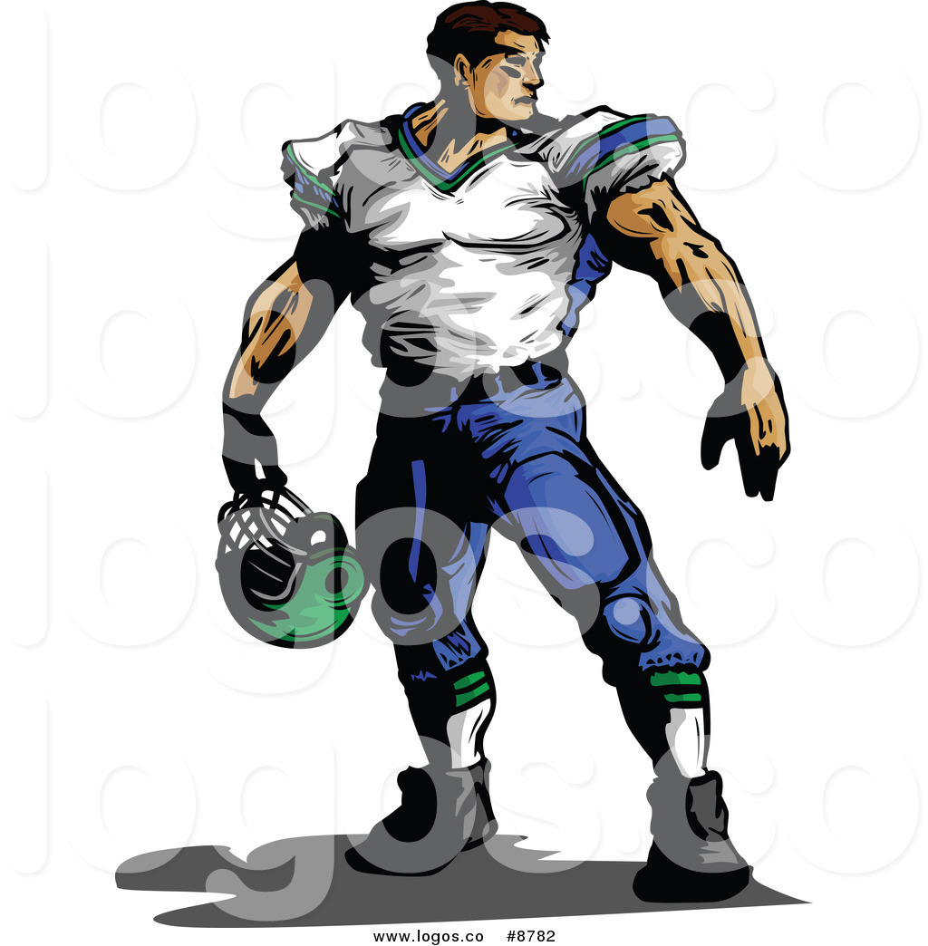 Royalty Free Clip Art Vector Logo Of A Muscular Male Football Player