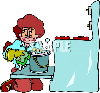 Royalty Free Clipart Image  Woman Cleaning An Oven