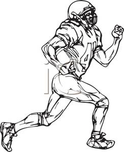 Running With The Ball Down The Field   Royalty Free Clipart Picture