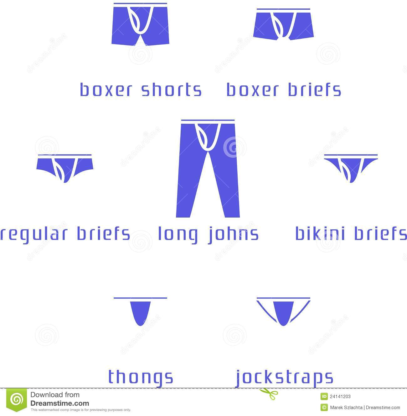 Set Of Icons Representing Types Of Men S Underwear With Names 