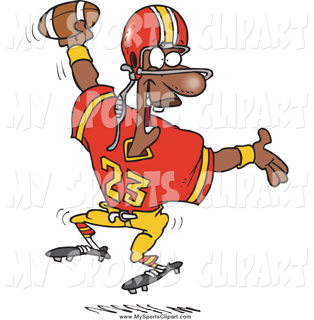Sports Clip Art Of A Happy Black Male Football Player Scoring A    