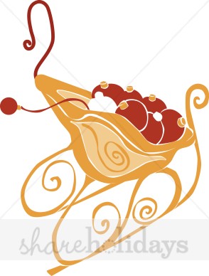 Stylized Sled Ornament Clipart   Christmas Clipart