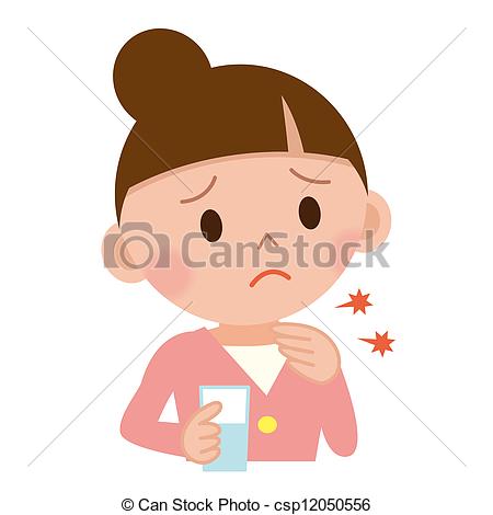 Throat Pain Concept Young Woman With Touching Her Throat