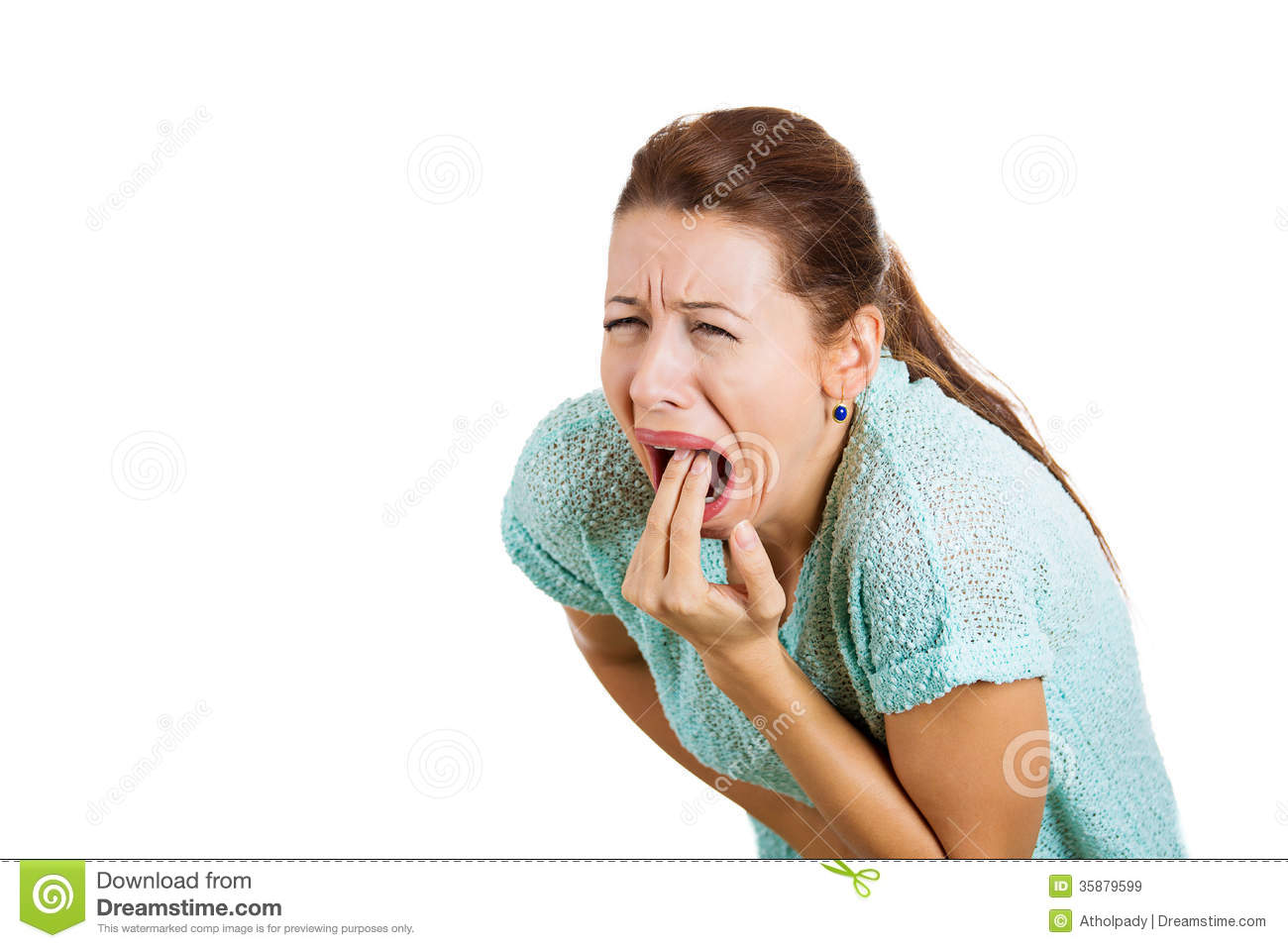 Young Woman Sticking Her Tongue Out About To Throw Up Royalty Free