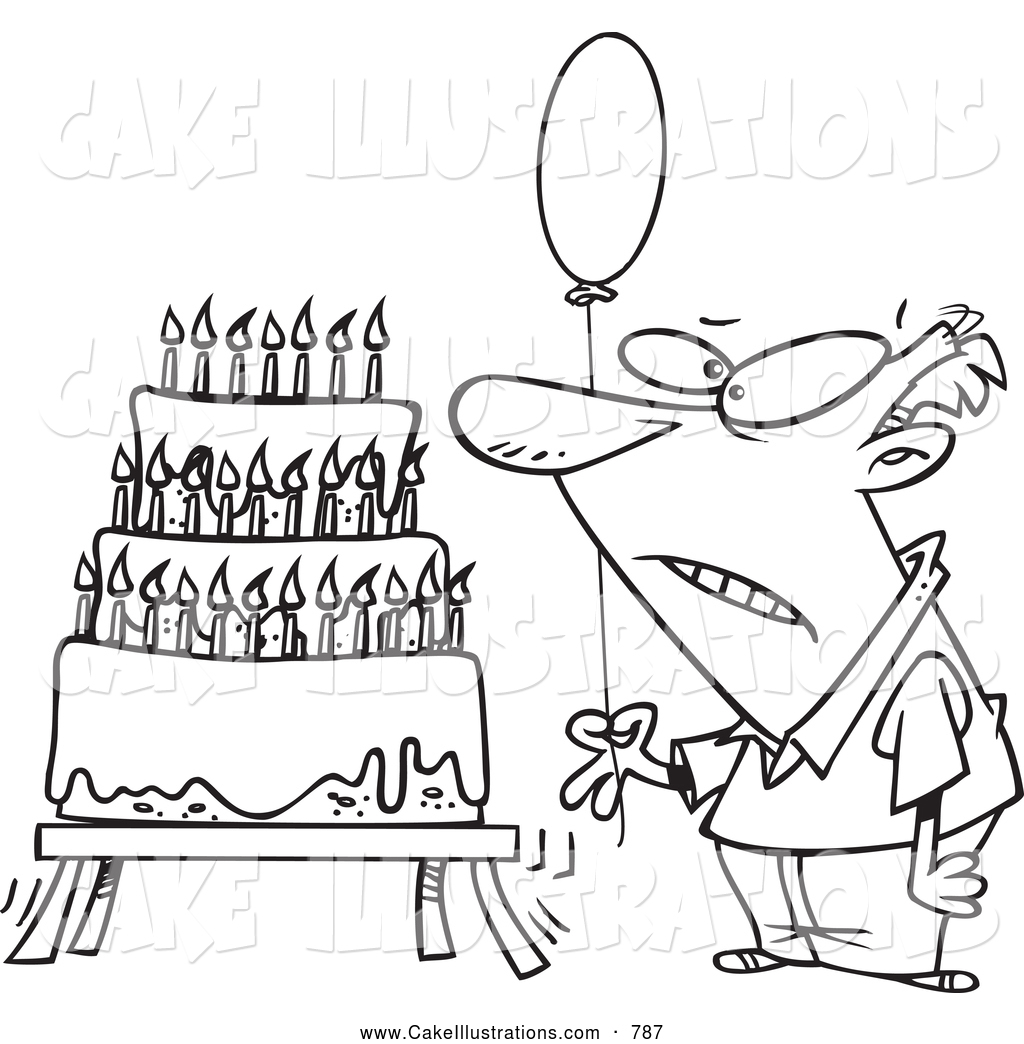     An Old Man Holding A Balloon By A Birthday Cake By Ron Leishman    787
