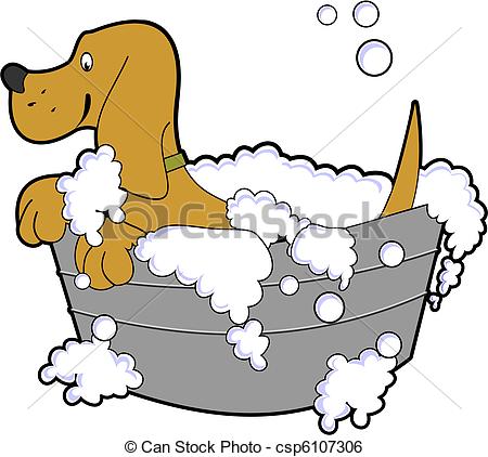 Art Vector Of Dog Taking A Bath   Cartoon Vector Illustration Of A Dog