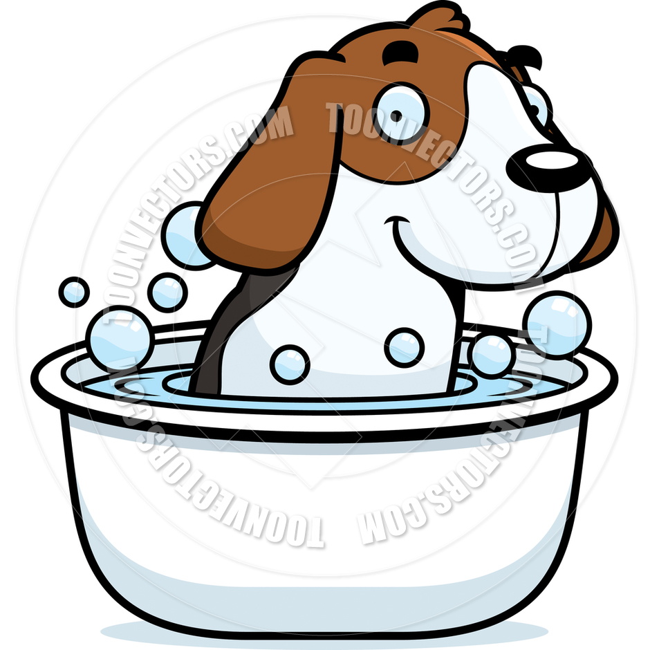 Cartoon Beagle Dog Bath Clipart