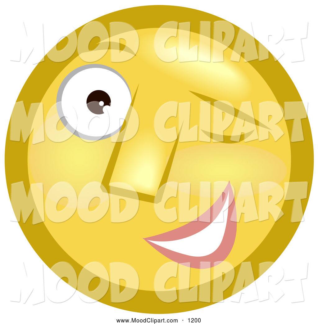     Clip Art Of A Cute And Flirty Winking Yellow Smiley Face By Geo Images
