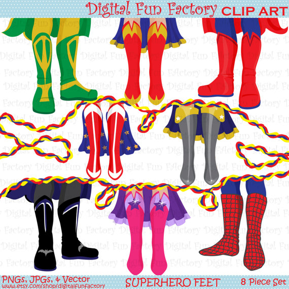 Clip Art  Shoe Feet Superhero Clipart Kids Clip Art Cute Clipart