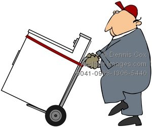 Clipart Illustration  Worker Moving A Washer Or Dryer   Acclaim Stock