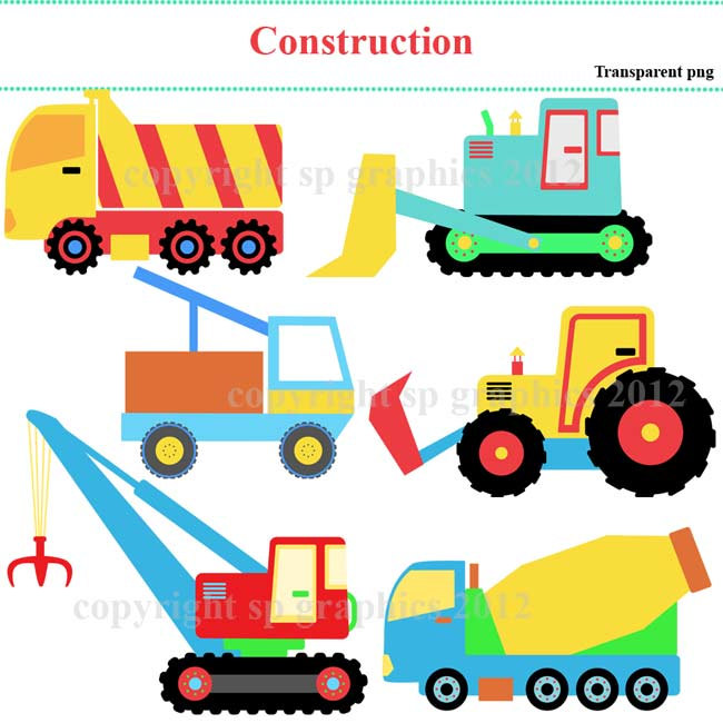 Construction Vehicles Clipart For Cards By Spgraphics On Etsy