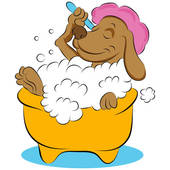 Dog Taking A Bubble Bath   Clipart Graphic