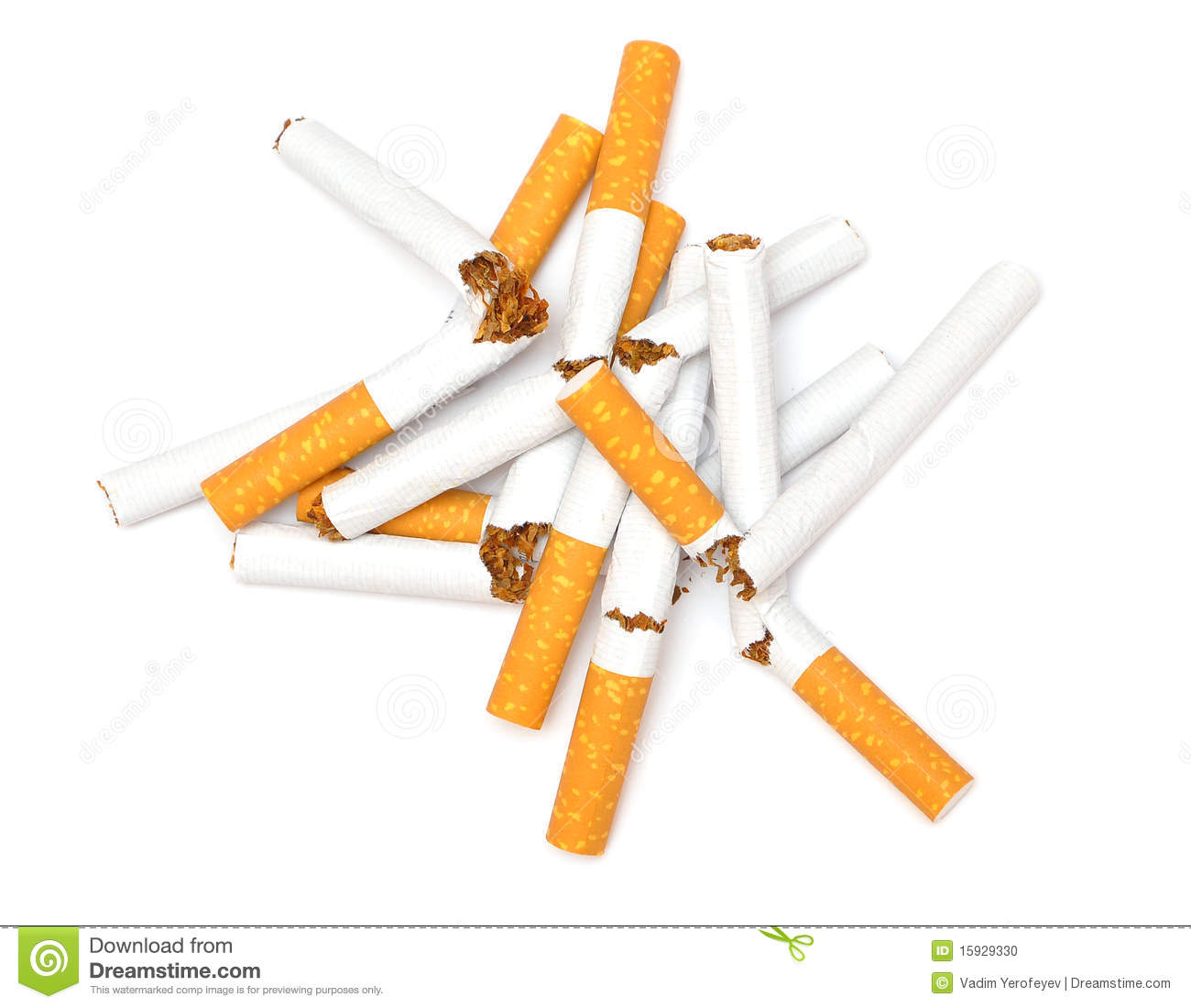 First Step To Quit Smoking Broken Cigarettes On White