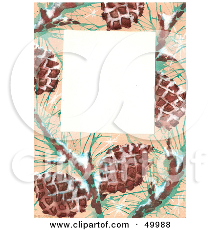 Free  Rf  Clipart Illustration Of A Green Pinecone Frame Border Around