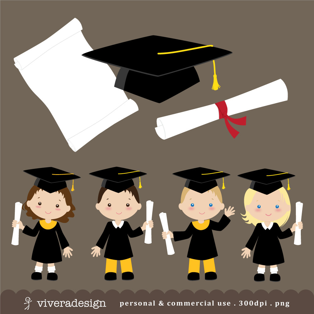 Graduation Clip Art Yellow And Black By Viveradesign On Etsy