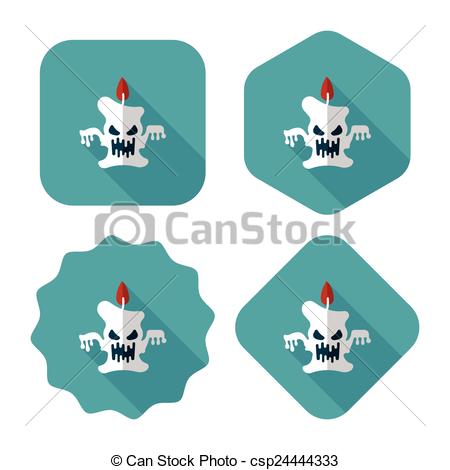 Halloween Candle Flat Icon With Long Shadow Eps10   Csp24444333