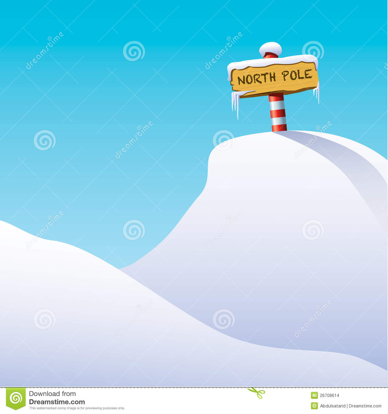 Illustration Of The North Pole With A Red And White Striped Post Stuck