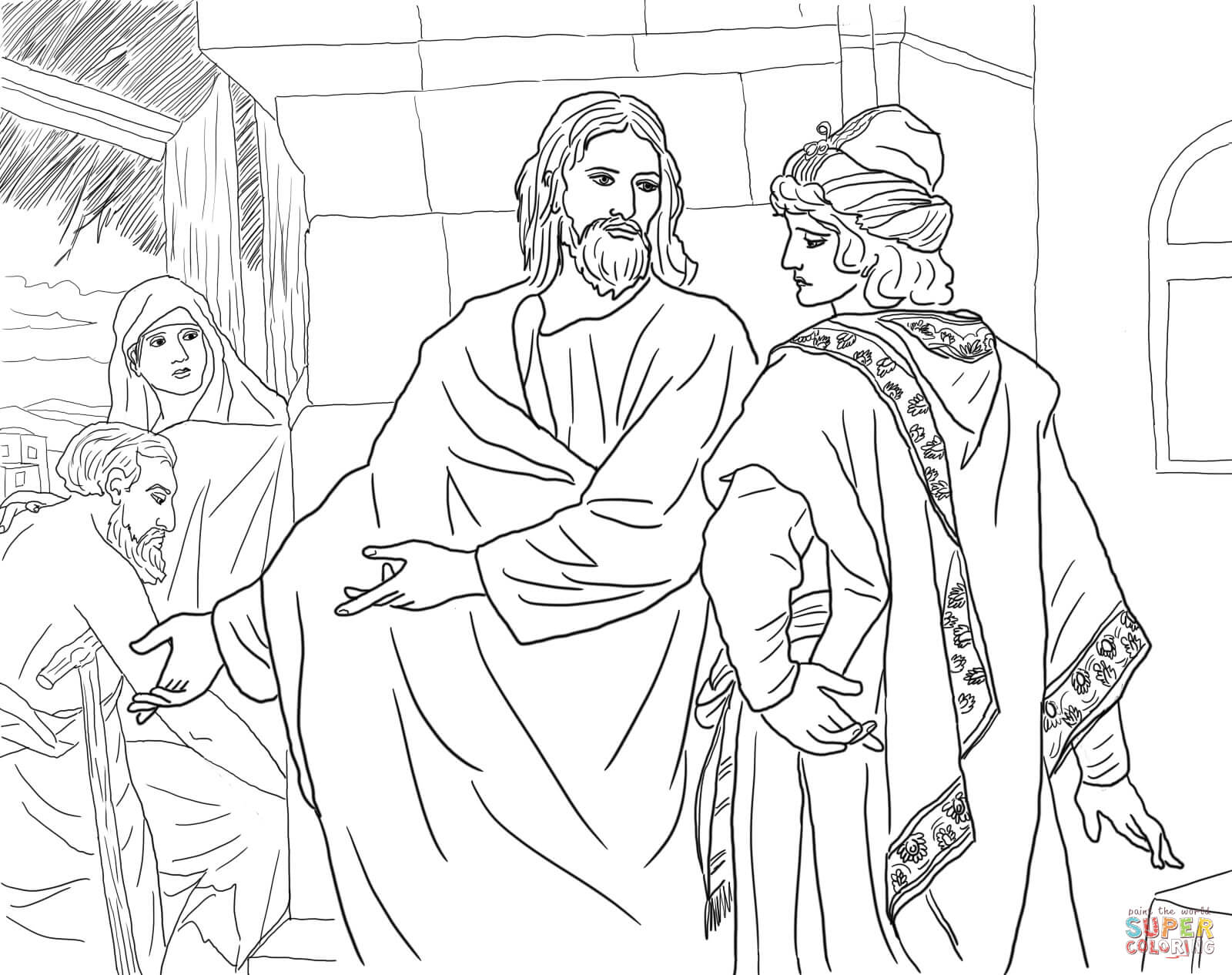 Jesus And The Rich Young Man Coloring Online   Super Coloring