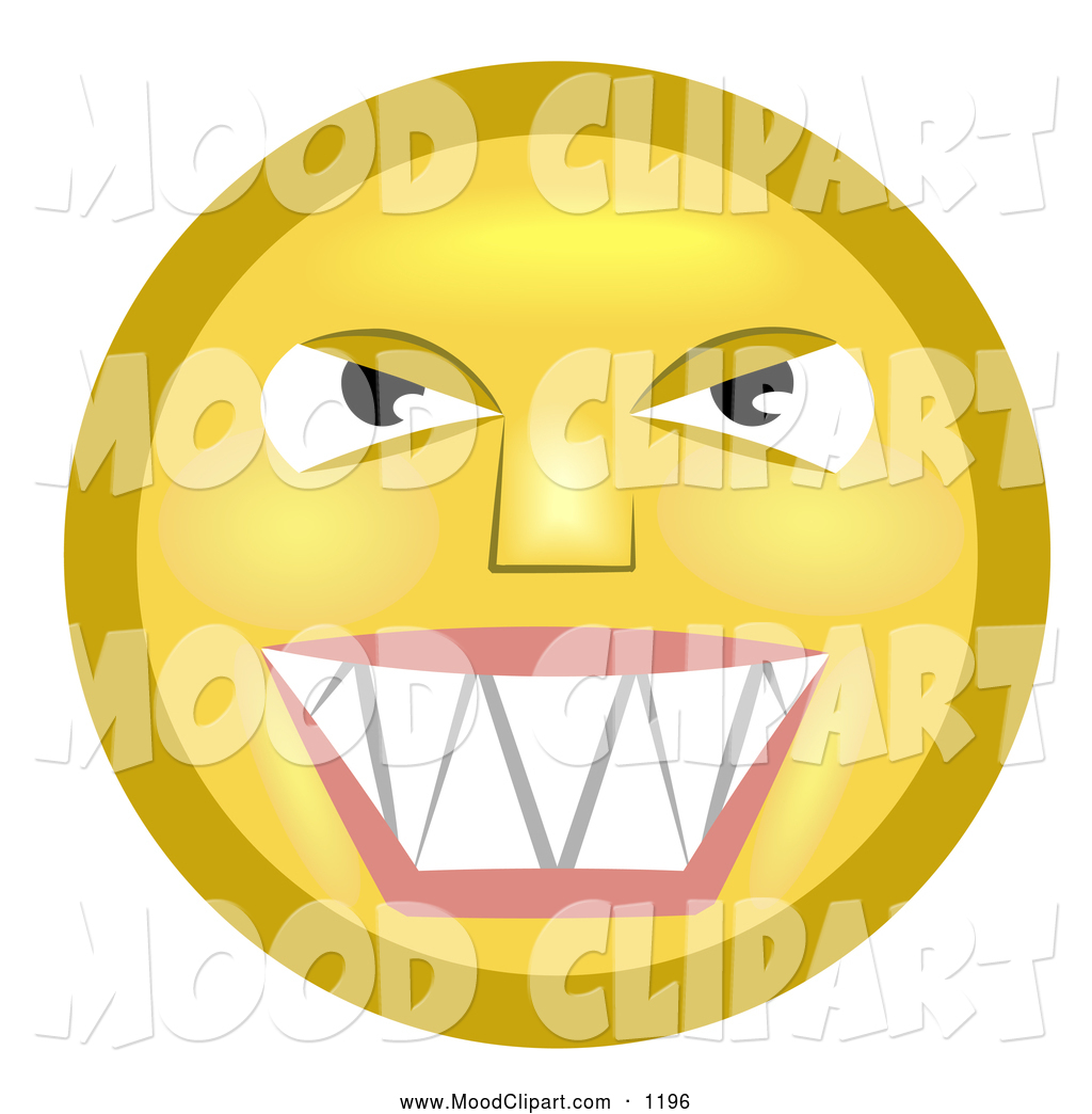 Larger Preview  Mood Clip Art Of A Mean Mischievous Yellow Smiley Face