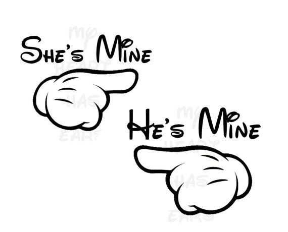 Mouse Hand He S She S Mine Iron On Transfers Clip Art Instant Download