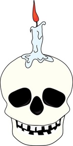 Skull Clipart Image   A Human Skull With A Burning Candle On Top Of It