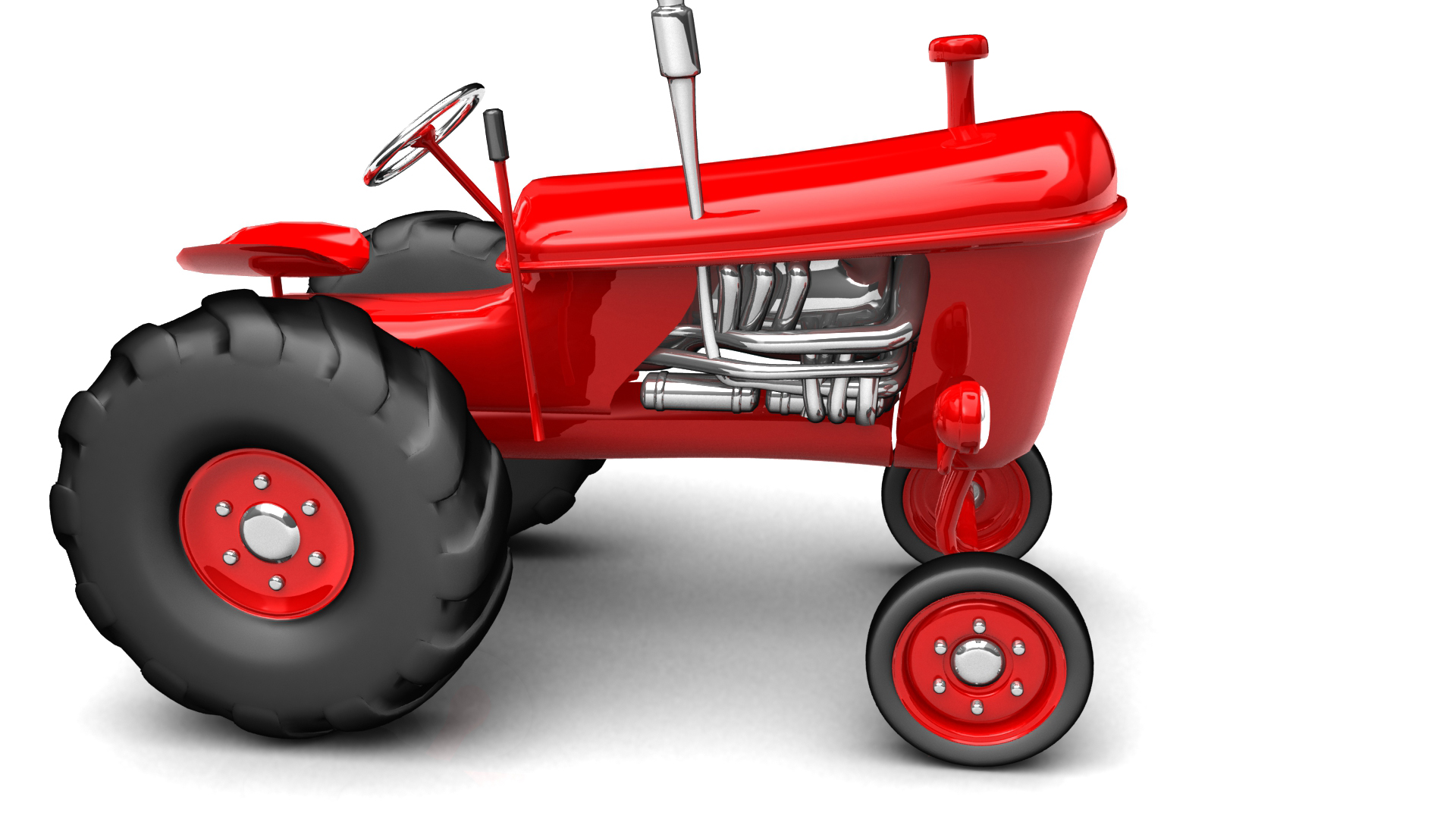 Vintage Red Tractor For Farming 3d 3d Model  Max  Obj  3ds  Fbx  C4d    
