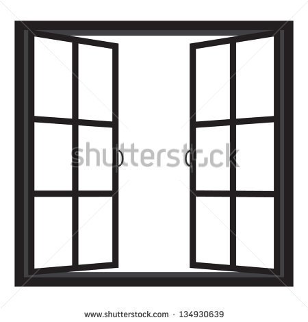Window Pane Clipart Black And White Windows Half Open Window