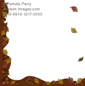 Acorn And Fall Leaves Page Border Royalty Free Clip Art Image