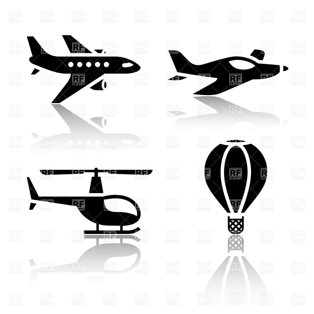 Aviation Icons   Aircrafts Batch Download Royalty Free Vector Clipart    