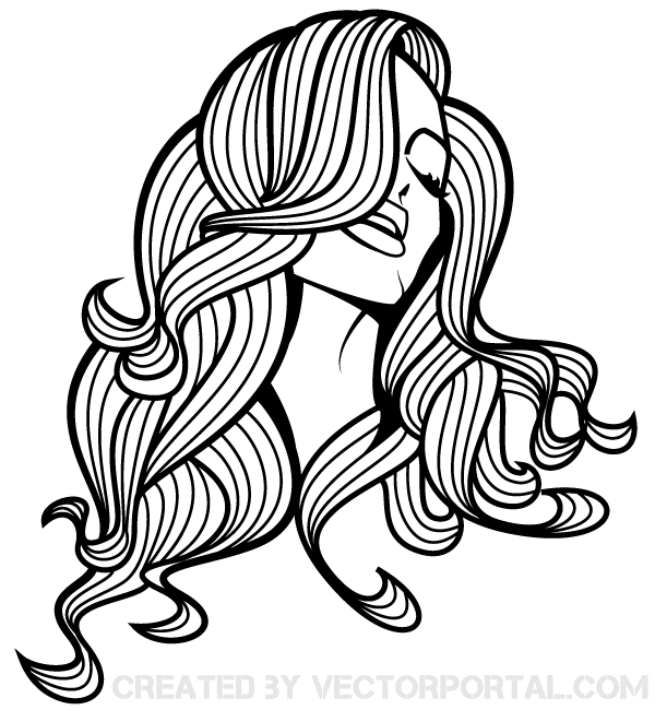 Beautiful Girl With Long Hair Vector Image   123freevectors